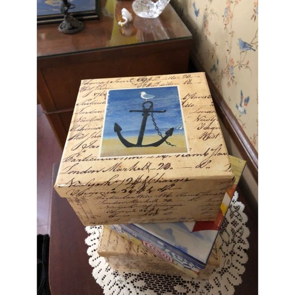 Beach Decor Boxes Stackable Trinket Condo Cottage Dorm Room - Picture 3 of 5